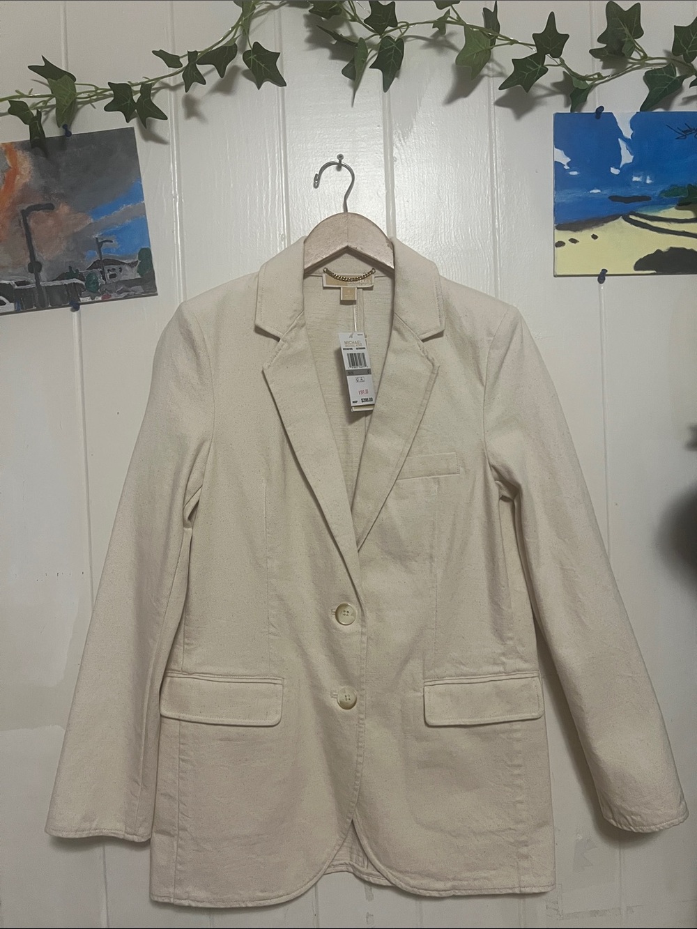 🍒🍓Michael kors Women's Cream Tailored Blazer Jacket -